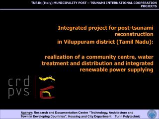 TURIN (Italy) MUNICIPALITY POST – TSUNAMI INTERNATIONAL COOPERATION PROJECTS