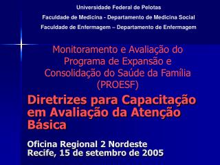 Universidade Federal de Pelotas Faculdade de Medicina - Departamento de Medicina Social