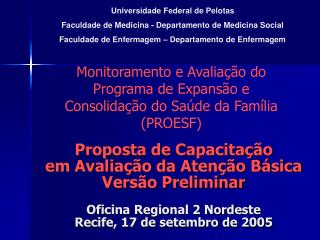 Universidade Federal de Pelotas Faculdade de Medicina - Departamento de Medicina Social