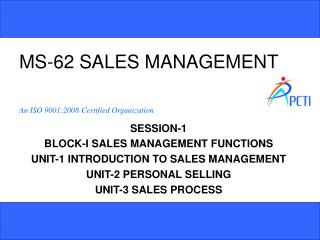 MS-62 SALES MANAGEMENT