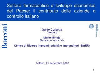 Guido Corbetta Direttore Mario Minoja Research associate