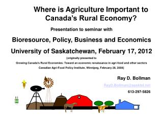 Where is Agriculture Important to Canada’s Rural Economy?