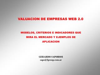 VALUACION DE EMPRESAS WEB 2.0