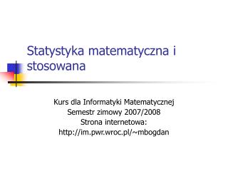 Statystyka matematyczna i stosowana