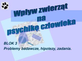 BLOK 3 Problemy badawcze, hipotezy, zadania.
