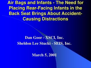 Dan Goor - XSCI, Inc. Sheldon Lee Stucki - SEIS, Inc. March 5, 2001