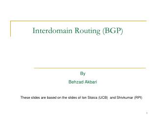 Interdomain Routing (BGP)