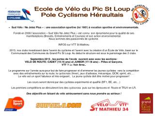 Ecole de Vélo du Pic St Loup Pole Cyclisme Héraultais