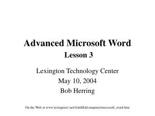 Advanced Microsoft Word Lesson 3