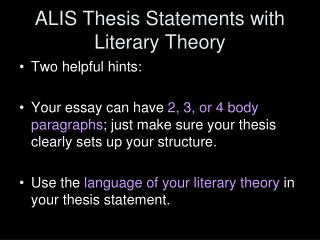 ALIS Thesis Statements with Literary Theory