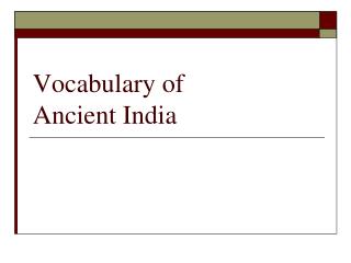 Vocabulary of Ancient India