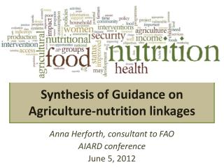 Synthesis of Guidance on Agriculture-nutrition linkages