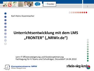 Unterrichtsentwicklung mit dem LMS „FRONTER“ („NRWir.de“)