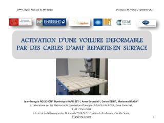 ACTIVATION D’UNE VOILURE DEFORMABLE PAR DES CABLES D’AMF REPARTIS EN SURFACE
