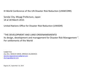 III Conferencia Mundial de las Naciones Unidas sobre Reducción del Riesgo de Desastres (UNWCDRR )