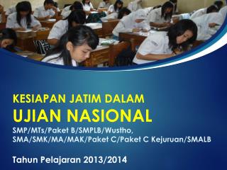 Persiapan Pelaksanaan Ujian Nasional Tahun 2013/2014 di Jawa Timur