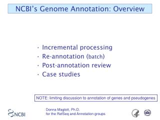 NCBI’s Genome Annotation: Overview