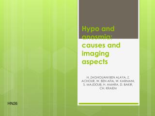 Hypo and anosmia: causes and imaging aspects