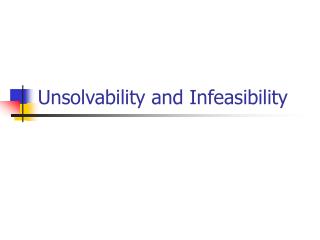 Unsolvability and Infeasibility
