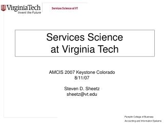 Services Science at Virginia Tech