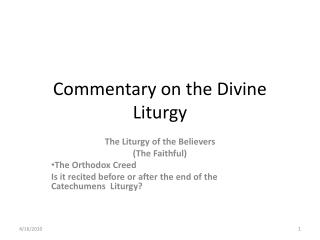 Commentary on the Divine Liturgy