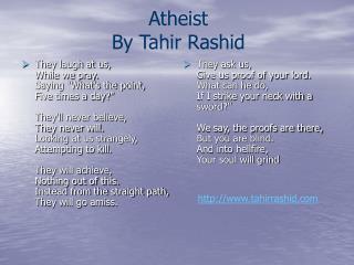 Atheist By Tahir Rashid