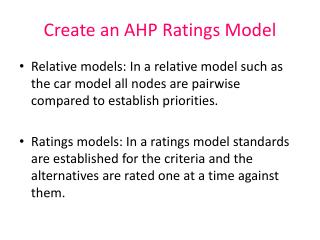 Create an AHP Ratings Model