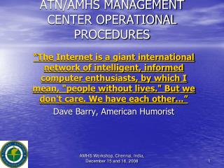 ATN/AMHS MANAGEMENT CENTER OPERATIONAL PROCEDURES
