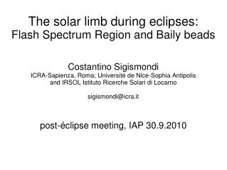 The solar limb during eclipses: Flash Spectrum Region and Baily beads