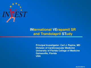 IN ternational VE rapamil SR and Trandolapril ST udy