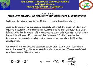 CHAPTER 2: CHARACTERIZATION OF SEDIMENT AND GRAIN SIZE DISTRIBUTIONS