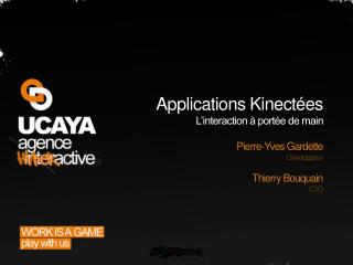 Applications Kinectées L’interaction à portée de main
