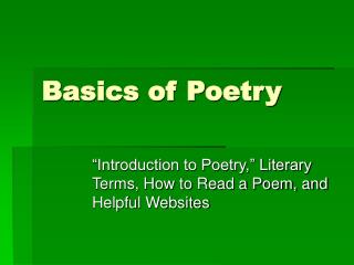 Basics of Poetry