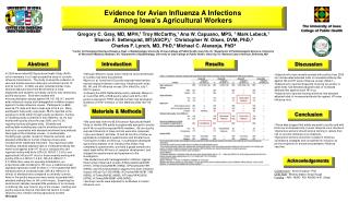 Evidence for Avian Influenza A Infections Among Iowa's Agricultural Workers