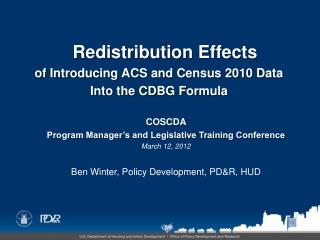 COSCDA Program Manager’s and Legislative Training Conference March 12, 2012