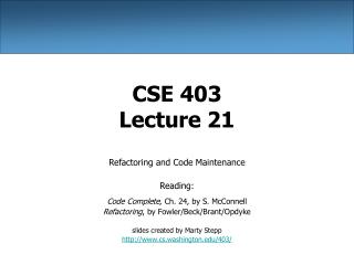 CSE 403 Lecture 21