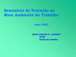 Semin rio de Prote o ao Meio Ambiente do Trabalho maio 2003