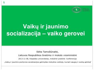 Vaikų ir jaunimo socializacija – vaiko gerovei