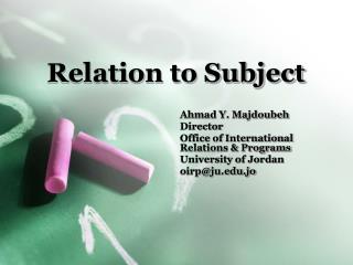 Relation to Subject