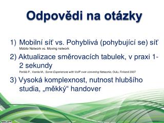 Odpovědi na otázky