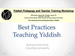 Best Practices Teaching Yiddish