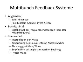 Multibunch Feedback Systeme