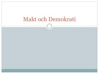 Makt och Demokrati