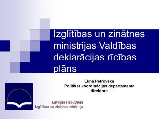 Izglītības un zinātnes ministrijas Valdības deklarācijas rīcības plāns