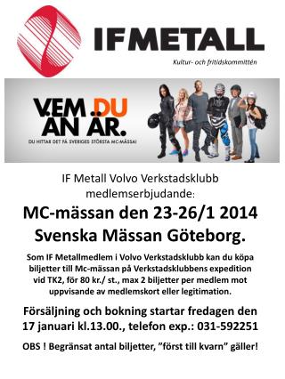 IF Metall Volvo Verkstadsklubb medlemserbjudande :