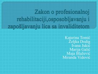 Zakon o profesionalnoj rehabilitaciji,osposobljavanju i zapošljavanju lica sa invaliditetom