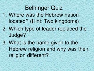 Bellringer Quiz