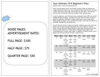 INSIDE PAGES ADVERTISEMENT RATES: FULL PAGE: $100 HALF-PAGE: $75 QUARTER PAGE: $50