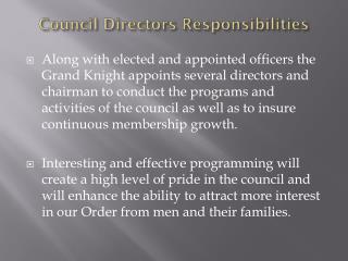 Council Directors Responsibilities