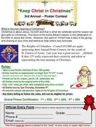 “ Keep Christ in Christ mas ” 3rd Annual – Poster Contest